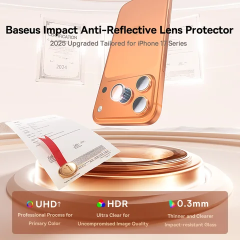 Защитные пленки для линз Baseus для iPhone 17 Pro Max 17 Air 17 Pro, антибликовая прозрачная пленка для линз из закаленного стекла с защитой от отражений