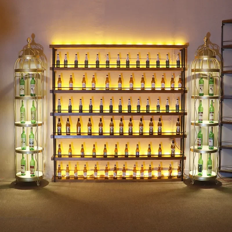 Aço inoxidável Preto Wall Wine Racks, Bar Display Cabinet, Modern Storage Rack, Living Room Decoration