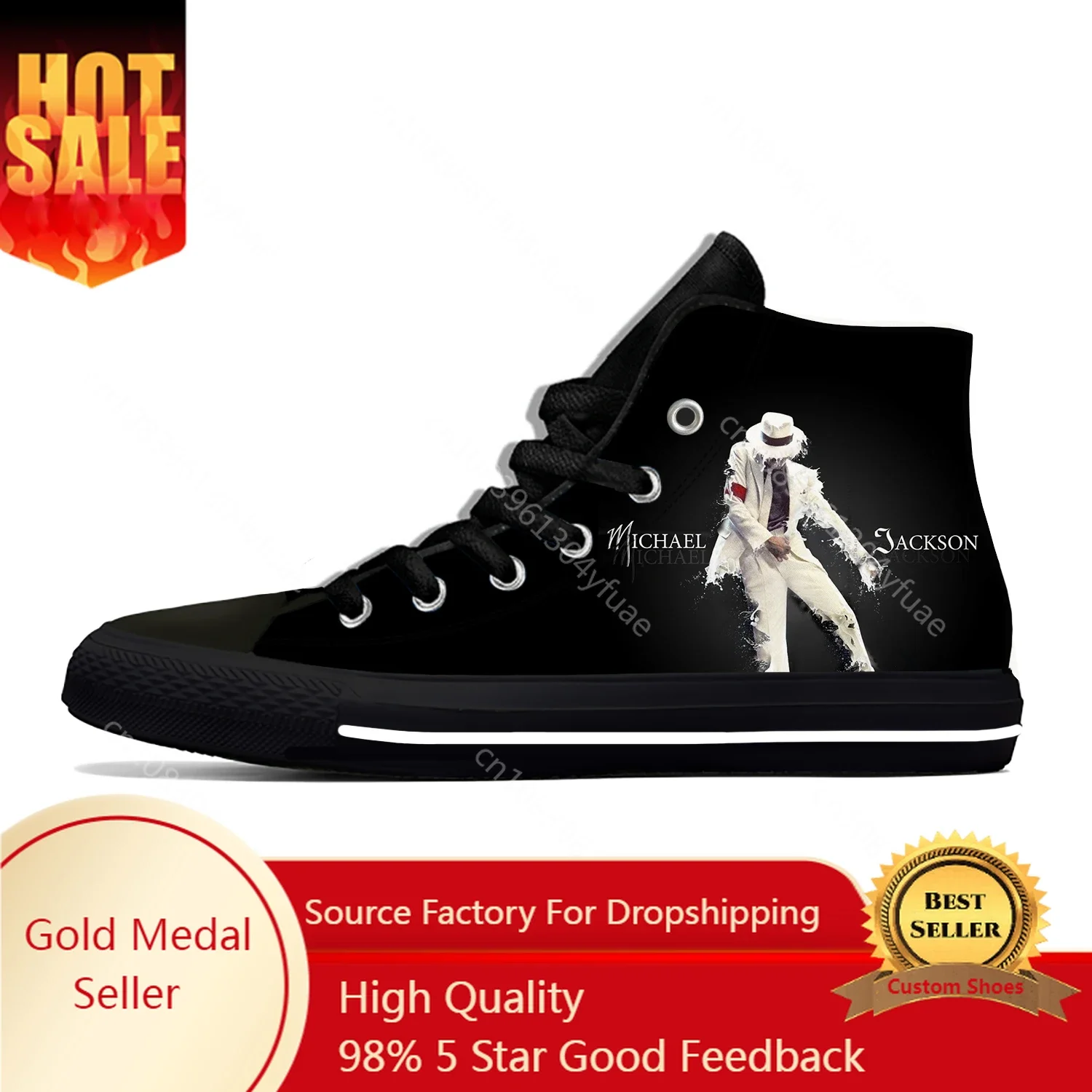 Hot King of Pop Michael Jackson Rock Music Fashion Casual Shoes High Top Breathable Men Women Sneakers Lightweight Board Shoes