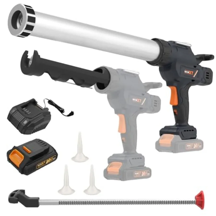 

2-in-1 Cordless Caulking Gun - 2.0AH Battery Powered Fits 10oz-20oz/300-600ml Cartridges and Sausage Packs Anti-Drip Auto Retra