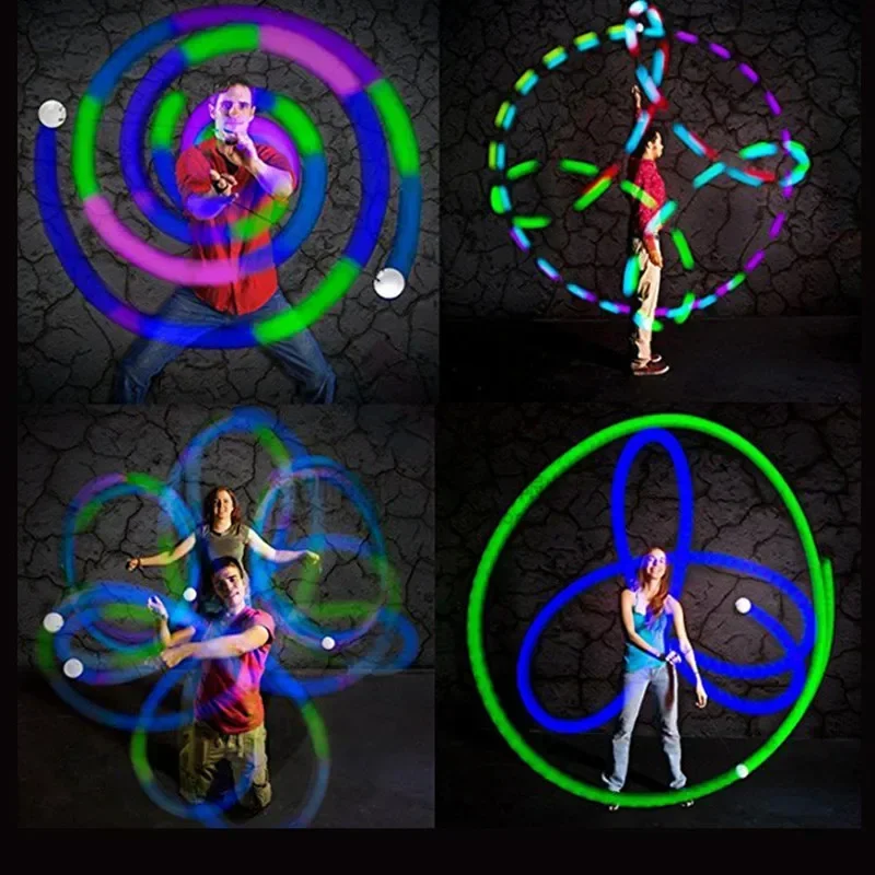 Akcesoria do tańca brzucha LED POI ball regulowany rekwizyty sceniczne do rzucania piłki RGB dla dzieci i dorosłych