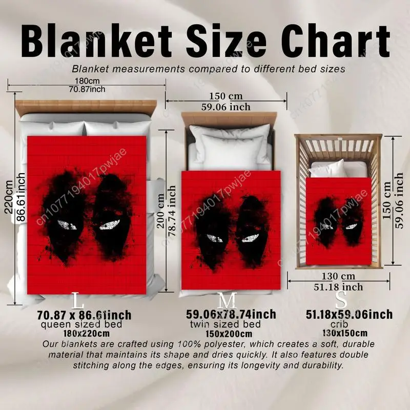 Deadpool Pattern Blanket, Soft Comfortable Throw Blanket, Cool Bedroom Bedding Blankets, Warm Napping Custom blankets