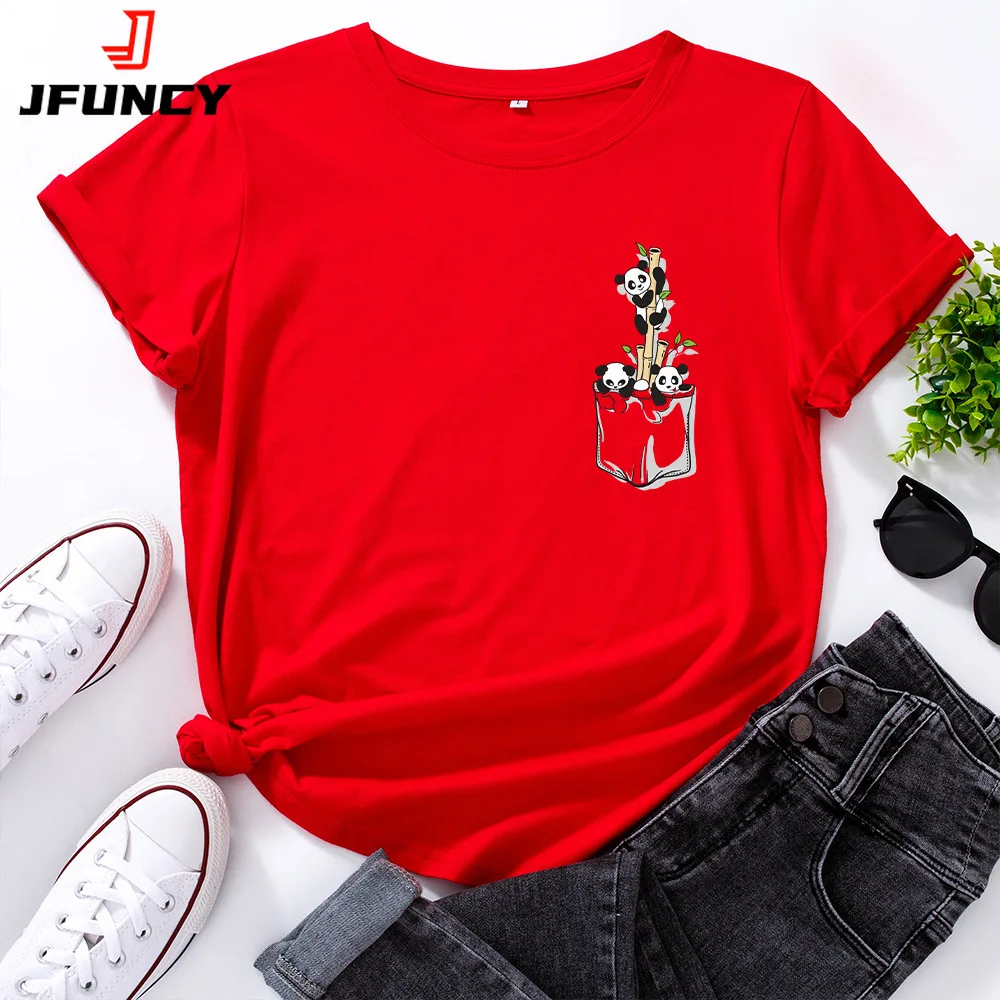 Kobieta z krótkim rękawem topy 100% bawełna damska koszulka śliczna panda t-shirty damskie koszulki z nadrukami koszulka damska