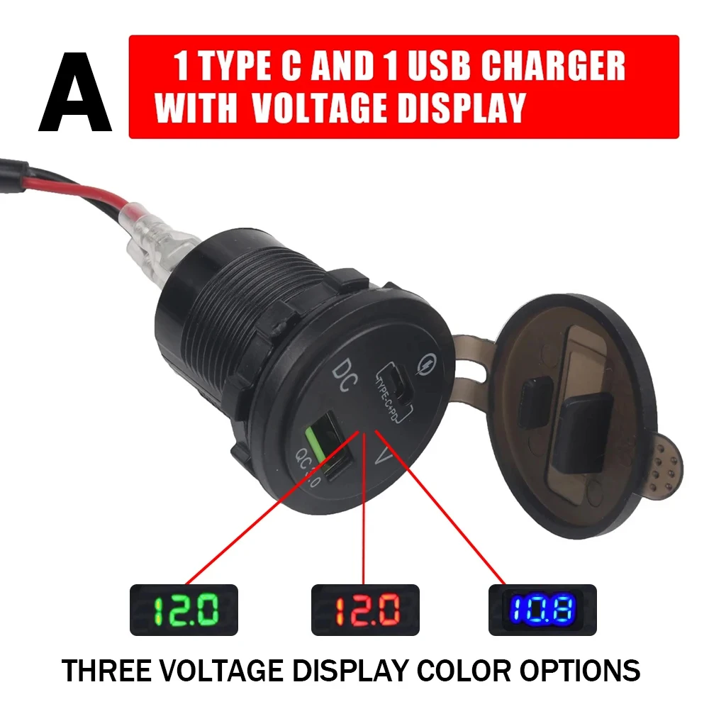 Motorcycle Voltage Display Type C USB Charger Socket Splitter Power Adapter For Honda CB500X CB 500X CB 500 X CB500 X 2022 2023