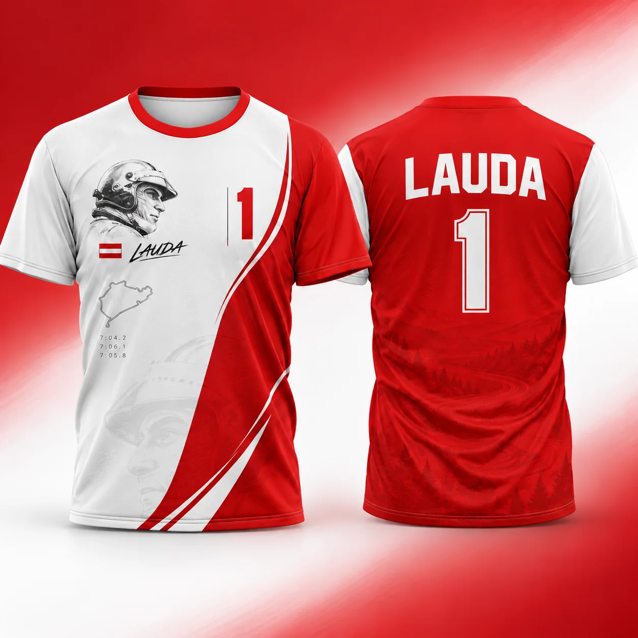 Lauda 1 Mens F1 Racing Graphic T Shirt Summer Motorsport Fan Apparel Unisex Streetwear Top for Grand Prix Events and Daily Wear