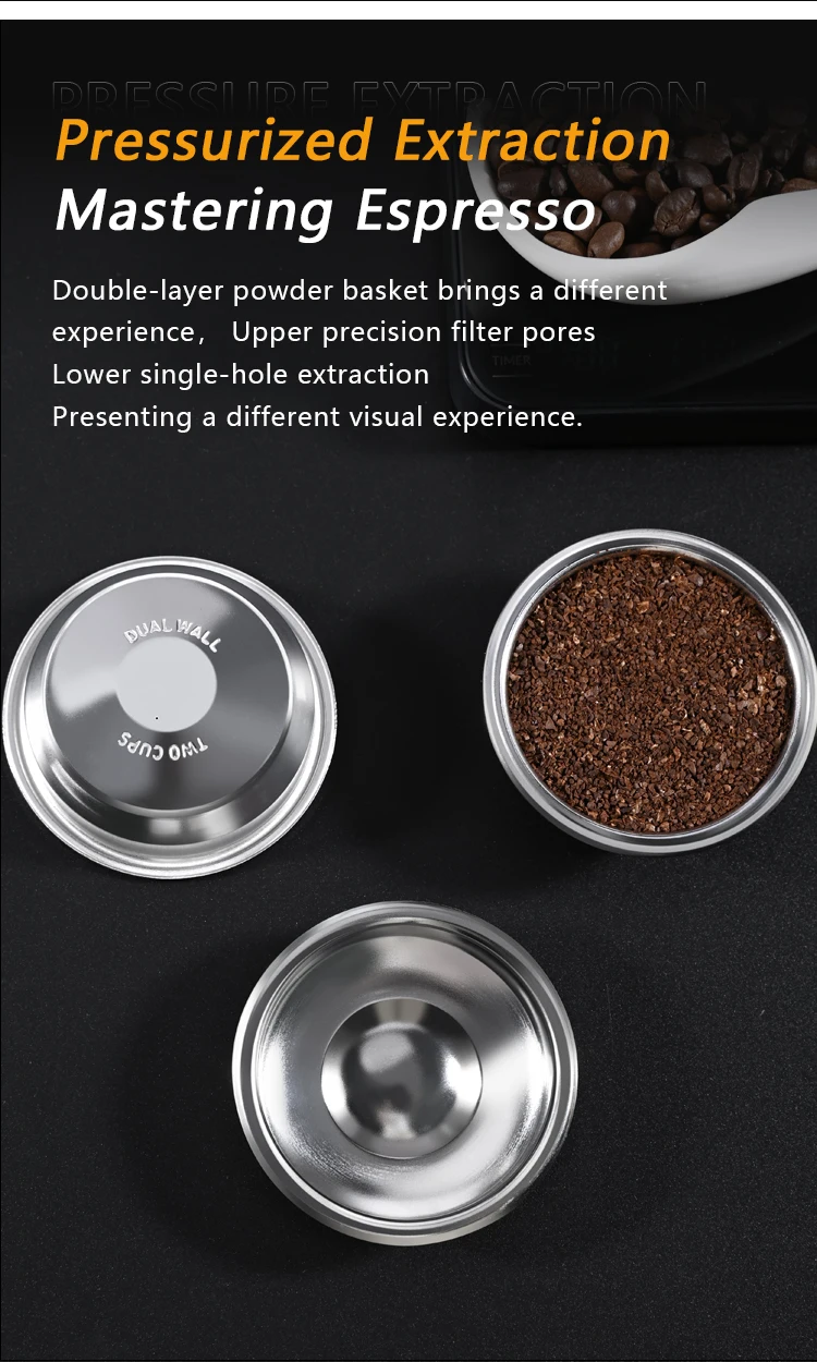 51MM/54MM/58MM Druckbeaufschlagter 1-Loch Kaffeefilterkorb für Einzel-/Doppelportionen, Passend für Edelstahl-Siebträger, Espresso-Kaffeezubehör – Detail 5