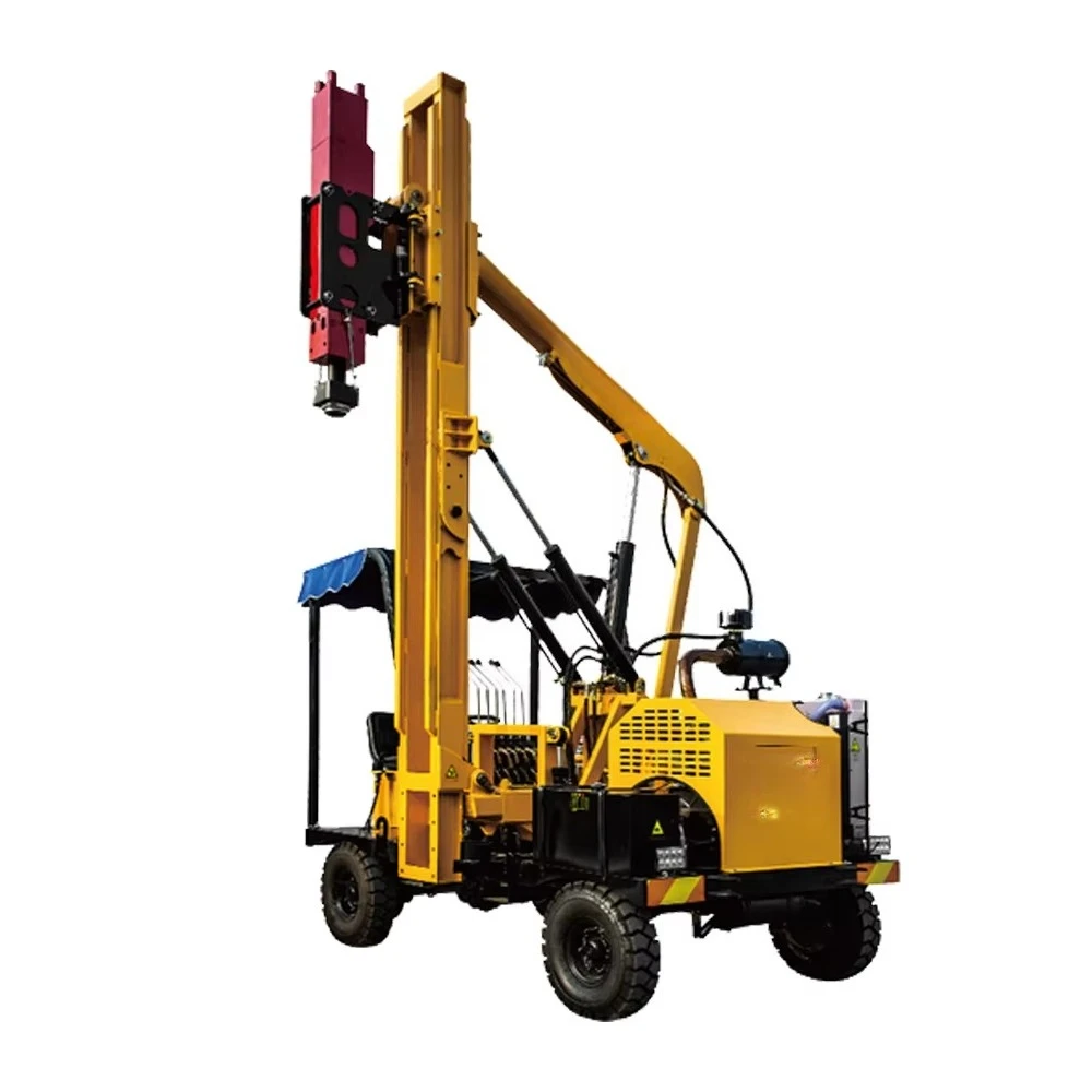 High Efficiency Wheeled  Hydraulic Highway Guardrail Pile Driver Machine Vibrating Hammer Pile Driver for Sale Customized