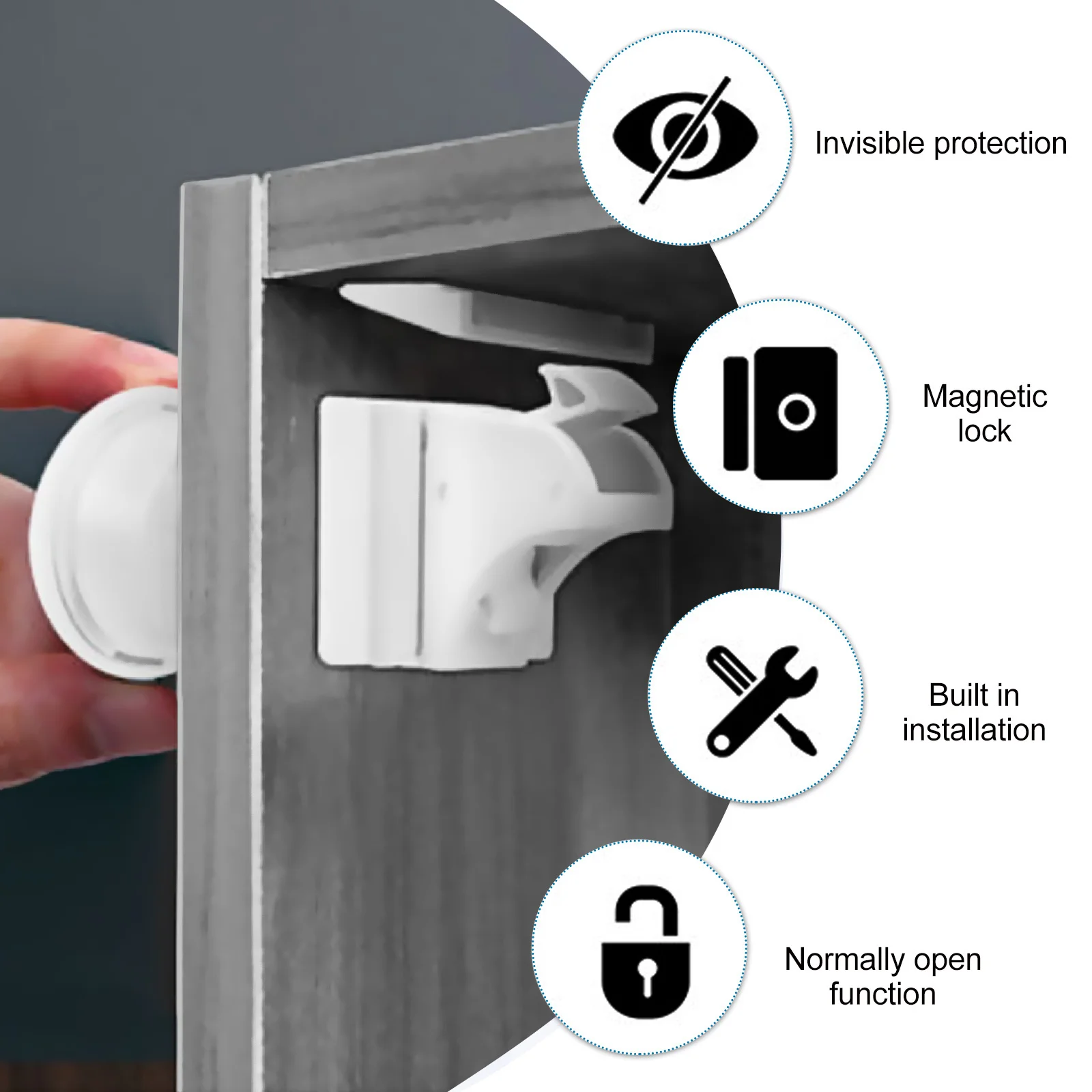 

10Pcs Cabinet Locks Magnetic Drawer Safety Locks Adhesive Childproofing Home Protection Prevent Finger Pinch