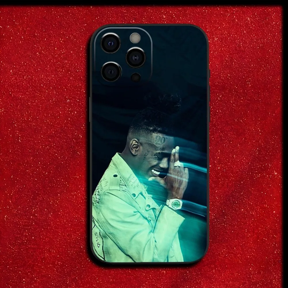 حافظة هاتف Y-YNW Melly Rapper لهاتف iPhone 16,15,14,13,12,11,Pro,X,XS,Max,XR,Plus,غطاء أسود ناعم صغير