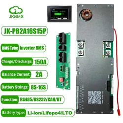 JK BMS 16S 48V Lifepo4 Battery Inverter 1A 2A Active Balance Li-ion 8S 24V 9S 10S 12S 13S 14S 100A 150A 200A RS232 Camping Pack