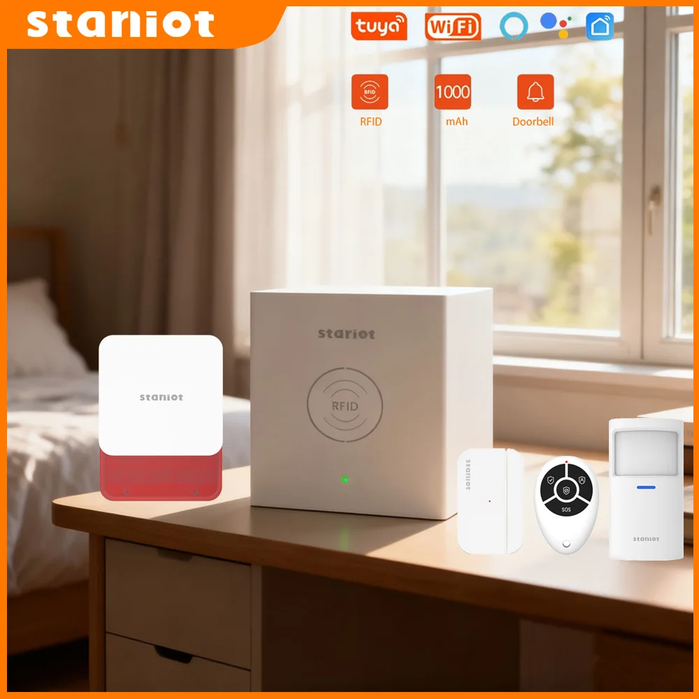 

Staniot SecCube 3 Smart Life Alarm WiFi Tuya 433mhz Door Sensor Outdoor Siren Support 96 Accessories Wireless Home Alarm System