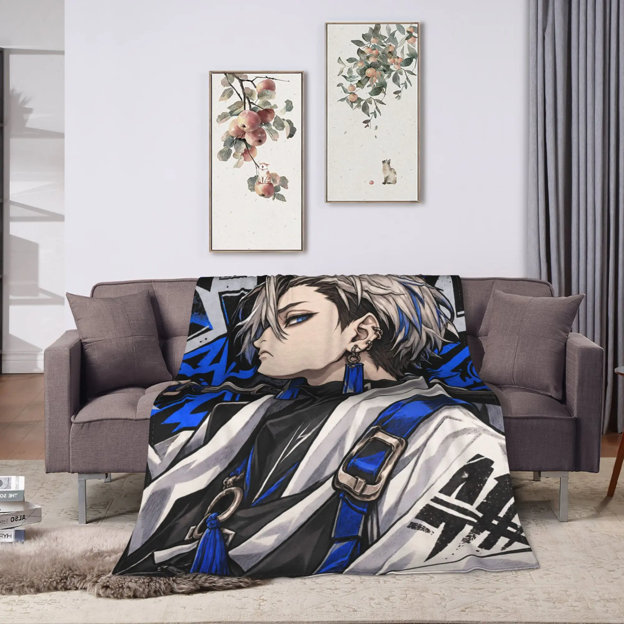 Super Warm Blanket GACHIAKUTA Black Haired Man Runes Anime Throw Blanket  Flannel Bedspread For Couch Bed Print Sofa Bed Cover