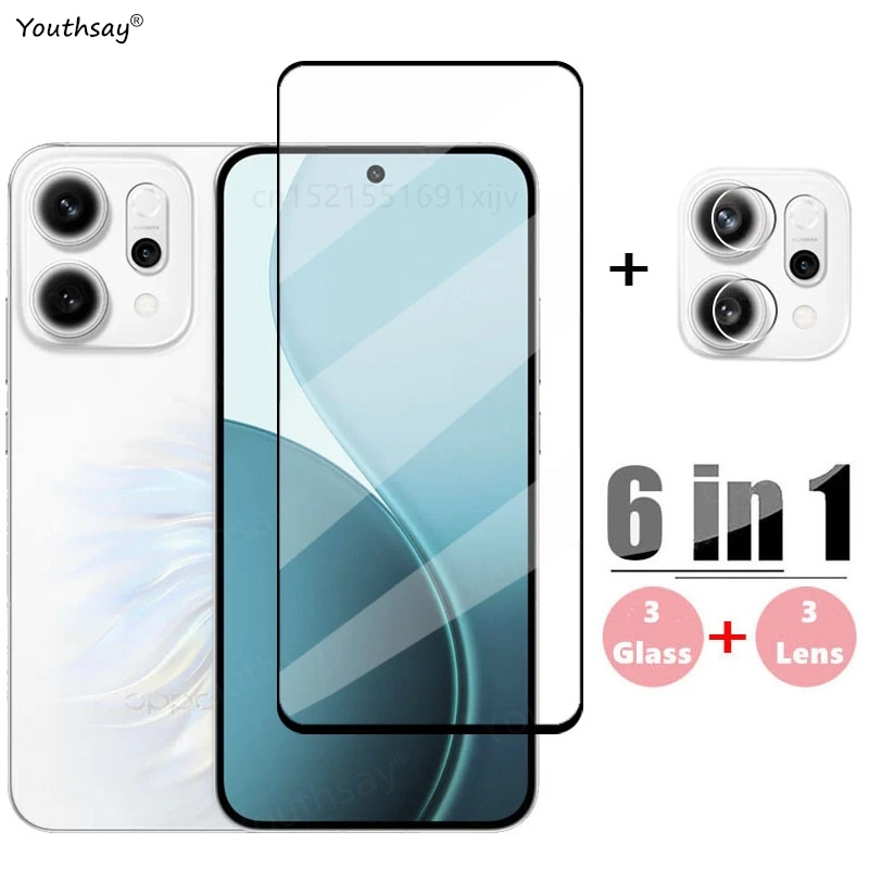 6in1 Full Cover Glass For OPPO Reno14 5G Tempered Glass Reno 14 Pro Screen Protector Protective Phone Lens Film OPPO Reno14