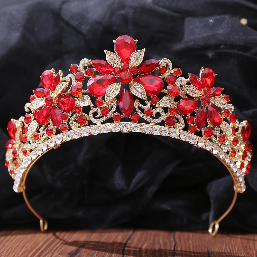 DIEZI Luxury Sweet Cute Flower Opal Tiara Crown For Women Wedding Party Elegant Bridal Bride Crystal Crown Hair Accessories