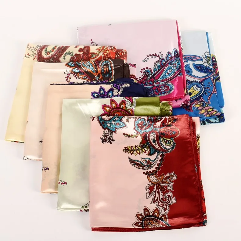 2023 Korean Edition Fashion Women\'s Autumn Winter New Big Cashew Flower Big Square Scarf Silk