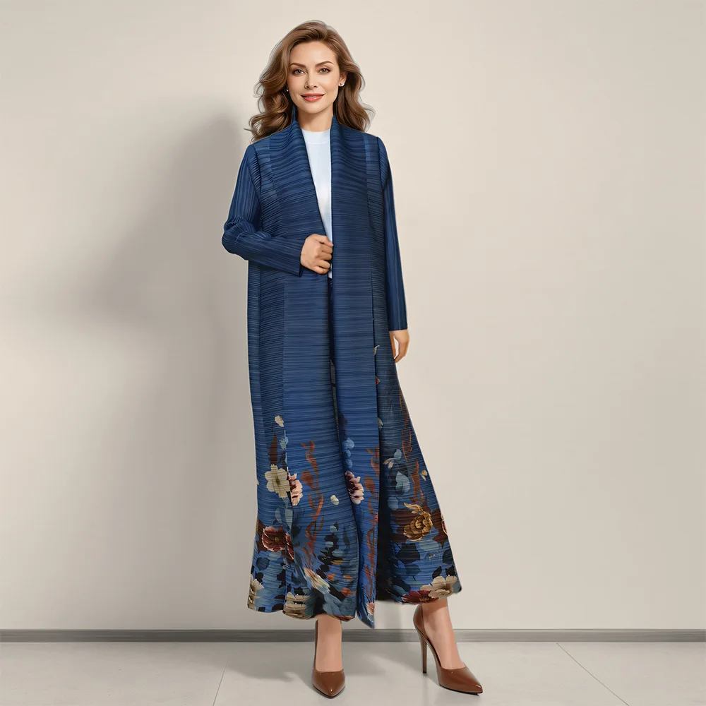 

trench coat women's spring and autumn high-end sense retro printing loose lace-up Muslim cardigan jacket trendy fashion simple t