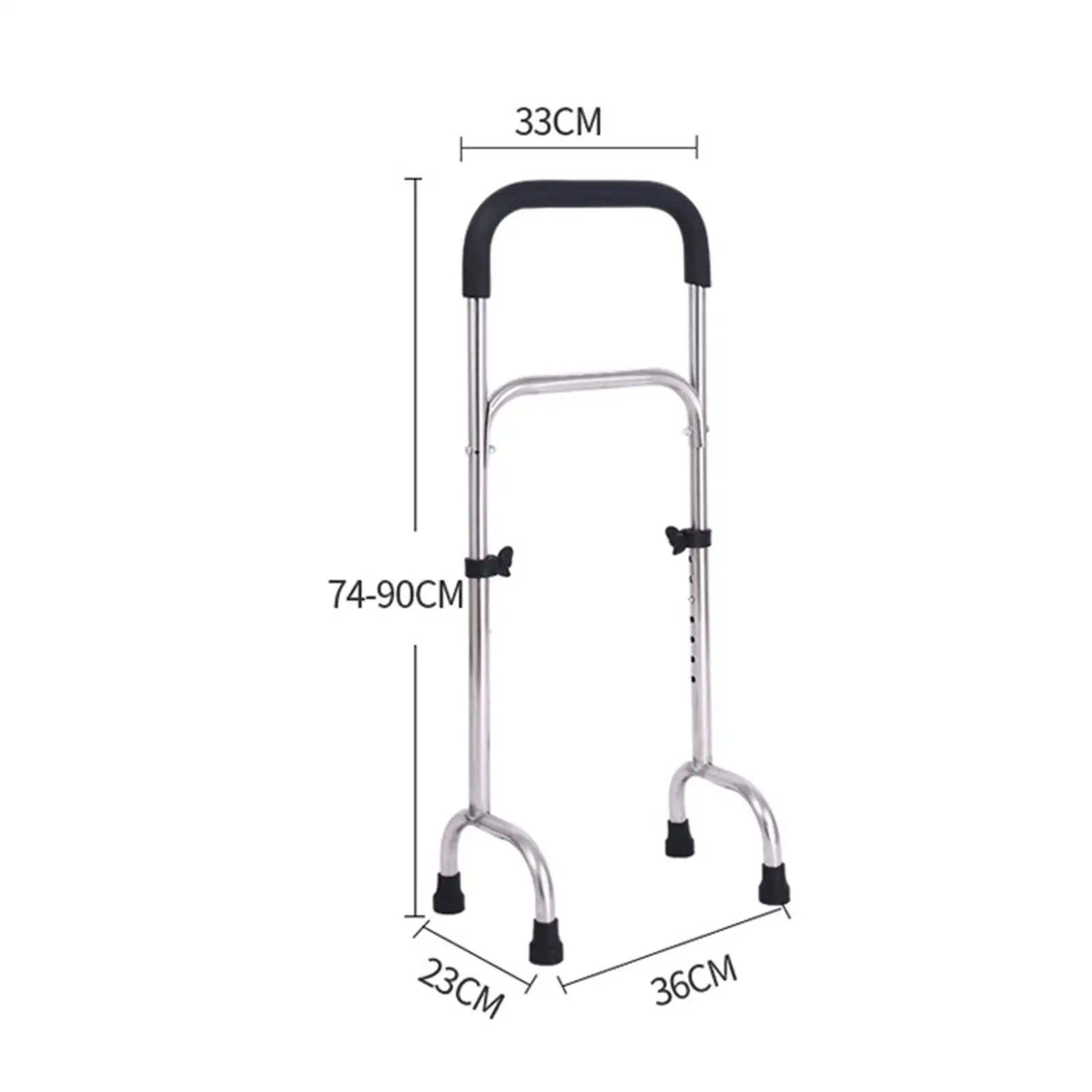 Stainless Steel Walking Aid Stick with Comfort Sponge Handle Height Adjustable Cane for Seniors Assistance