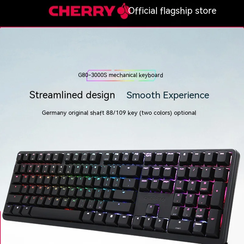 

Cherry 3000stkl Office Game Rgb Color Lighting Usb Wired Mechanical Keyboard 87key Electronic Esports Game Office Keyboard Gift