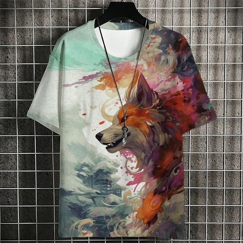 Ukiyo-e Tier Muster 3D Druck Sport Quick-dry Atmungsaktive Männer T-shirt Straße Harajuku Casual Fitness Laufen Kurzarm top