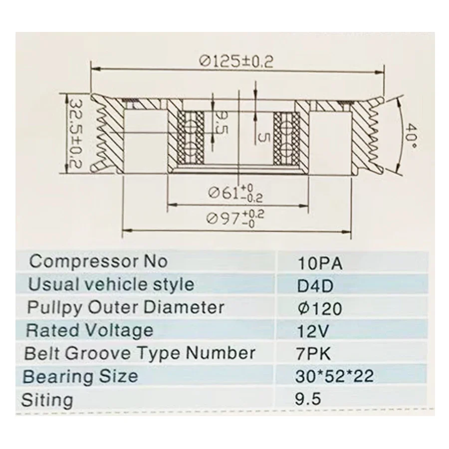 10PA Auto Air Conditioning Compressor Clutch For Toyota D4D 7PK 12V 30*52*22 ac clutch