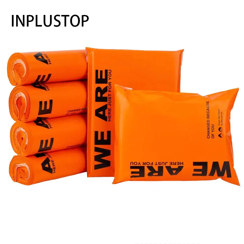 INPLUSTOP Orange Color Mailing Envelopes Clothing Bags Poly Thicken Self Seal Courier Packaging Storage Pouch Gifts Bags