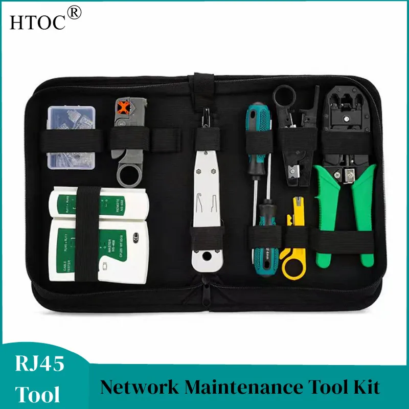 HTOC Network Engineering Home Repair Kit Network Clamp Set Network Tester Coax Crimper Tool For RJ45/11/12