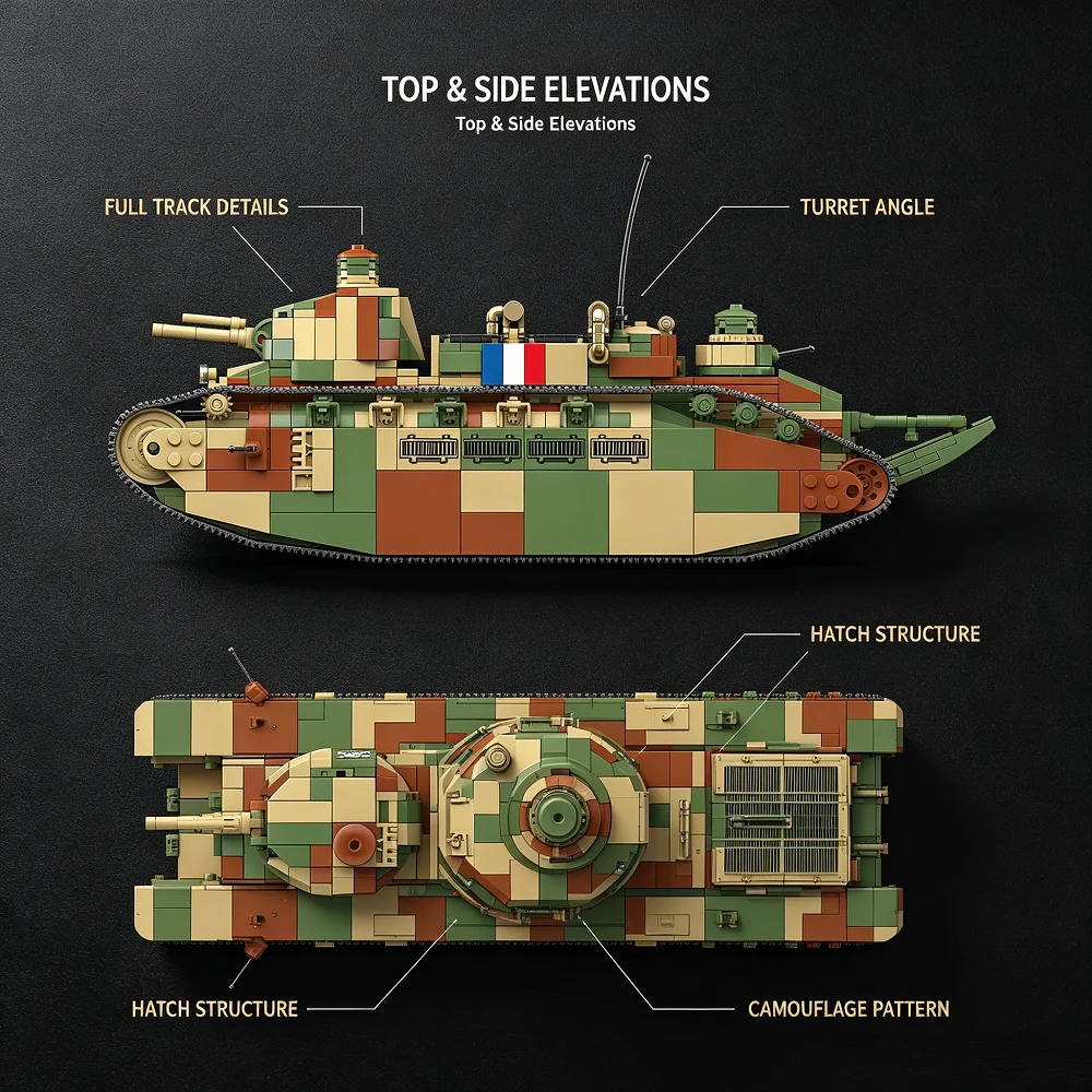 1766pcs Char 2C Super Heavy Armor Vehicle Model Kit Assembly Toy Educational Building Blocks Historical Military Replicas