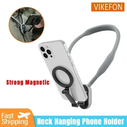 Magnetic Silicone First Angle Neck Holder for IPhone 16 15 14 13 12 Pro Max Samsung Xiaomi Outdoor Vlog Recording Selfie Holder