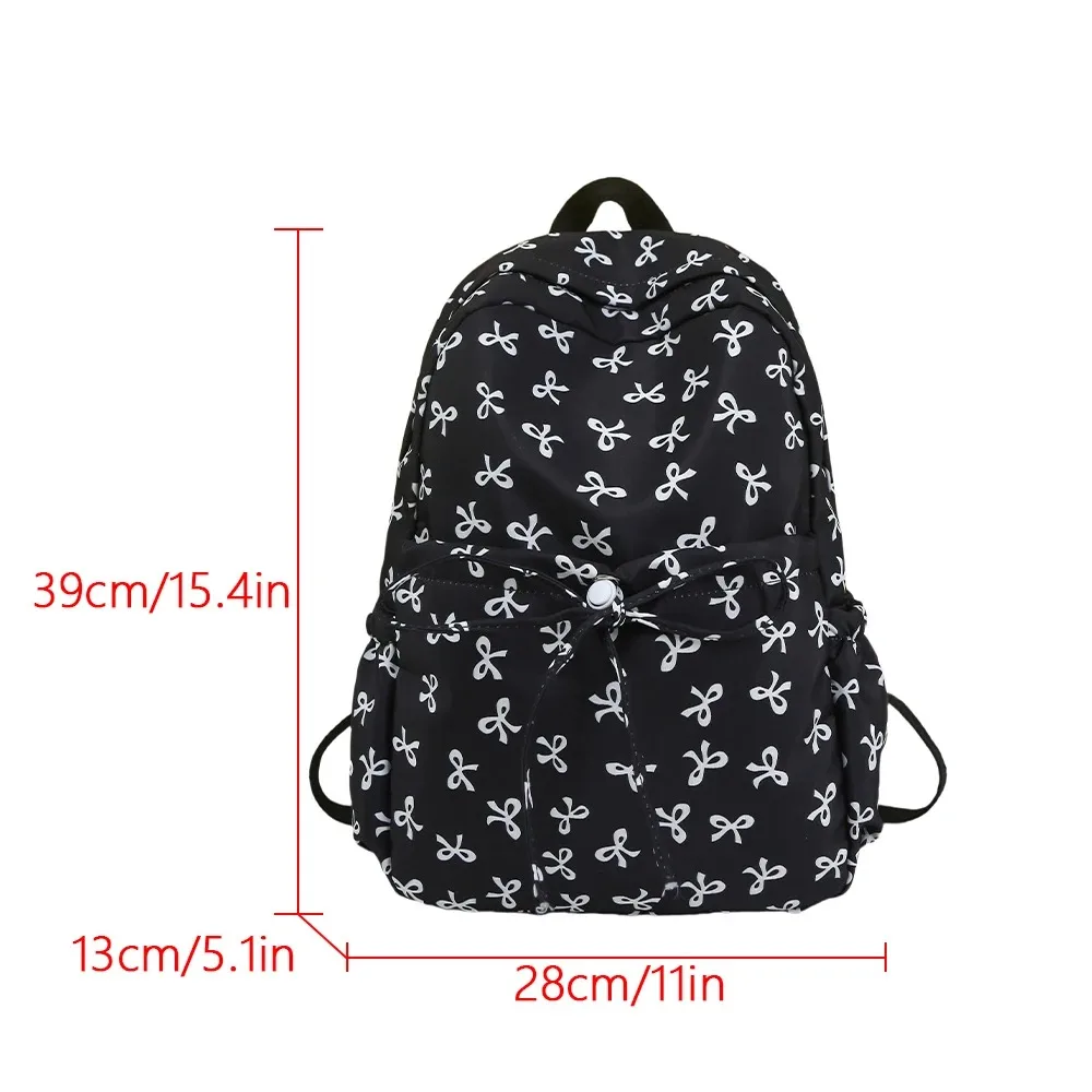 Cute Multi-Pocket Bow Shaped Backpack Large Capacity Adjustable Straps Travel Backpack Students Backpack Outdoor