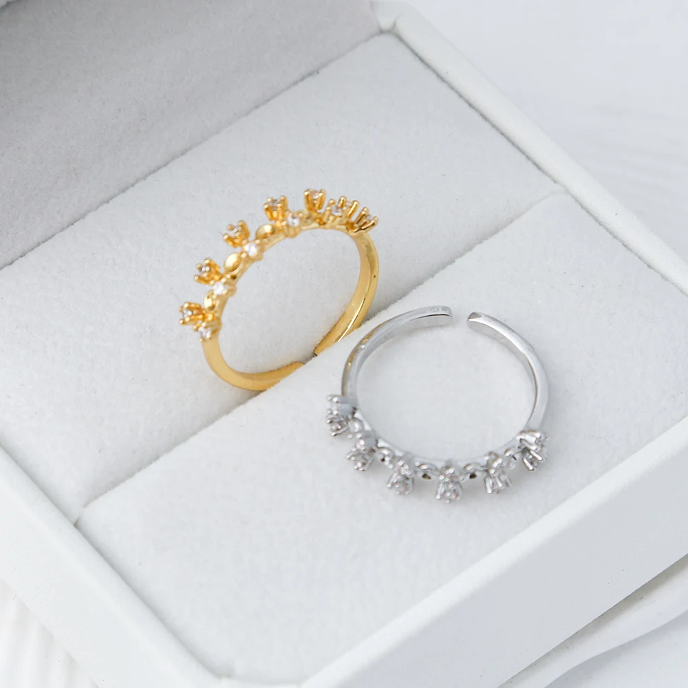 2Pcs 18K Gold Plated Adjustable Open Brass Ring Base Settings 4mm Ring Blank For Diy Women Jewelry Making Accessories
