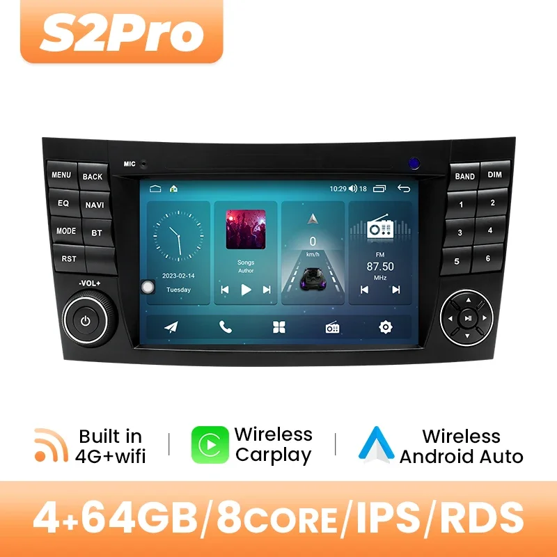 AI Voice Draadloze Carplay Android 14 Autoradio Speler Voor Mercedes Benz E-klasse W211 E200 E220 E300 E350 E240 E270 E280 CLS CLAS