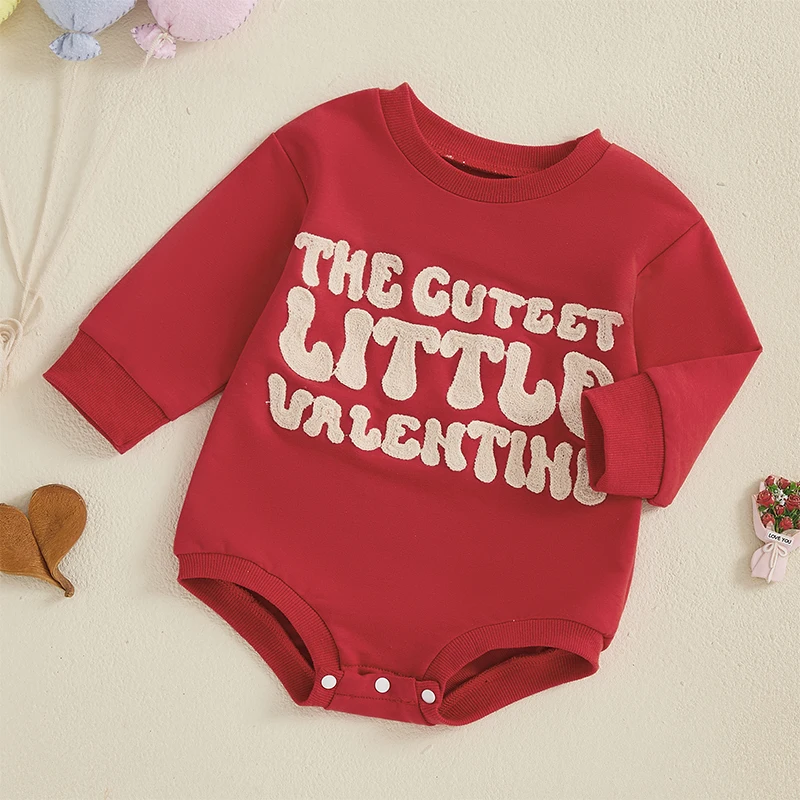 

Adorable Infant Valentine s Day Romper with Embroidered Hearts and Ruffles for Baby Girl or Boy - Sweet and Stylish Outfit for