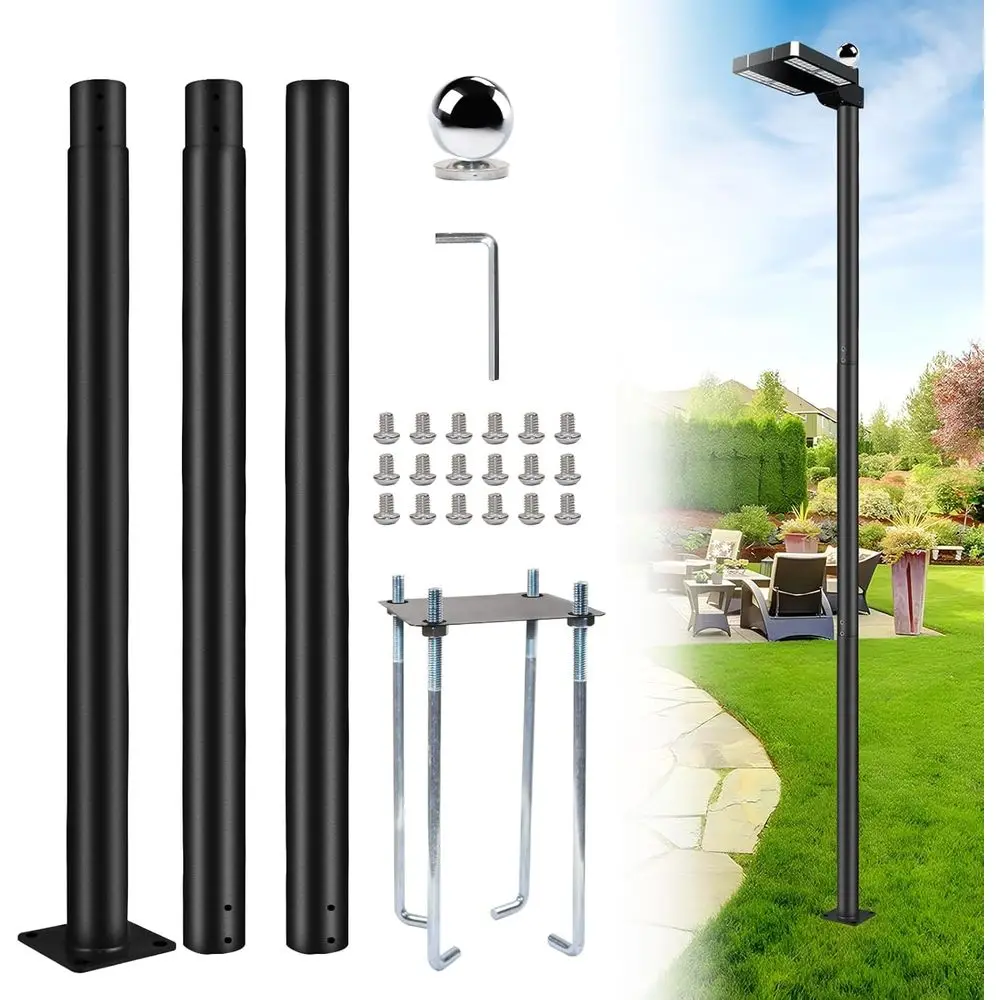 

10T Street Light Pole Post - ern Outdoor r Street Light Lamp Post with Base, Waterproo ence or Outside Backyard, Street, Patio,P