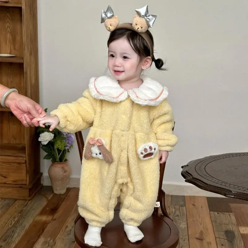 

Осенне-зимний комбинезон для мальчиков и девочек, детский комбинезон из органического хлопка, утепленная теплая одежда для дома, дышащий комбинезон Kawaii, детская одежда