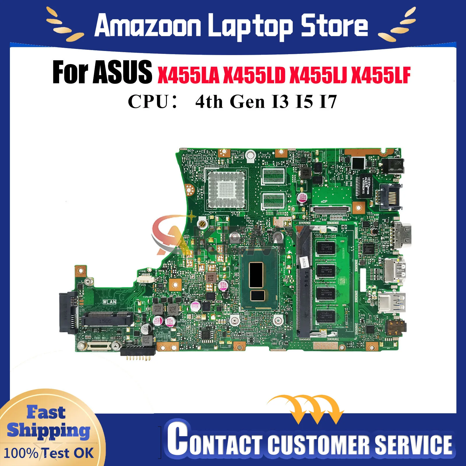 

X455LA Материнская плата для ноутбука ASUS X455L X455LB X455LD K455L X455LJ X455LAB X455LNB X455LN X455LF A455L Материнская плата I3 I5 I7 CPU