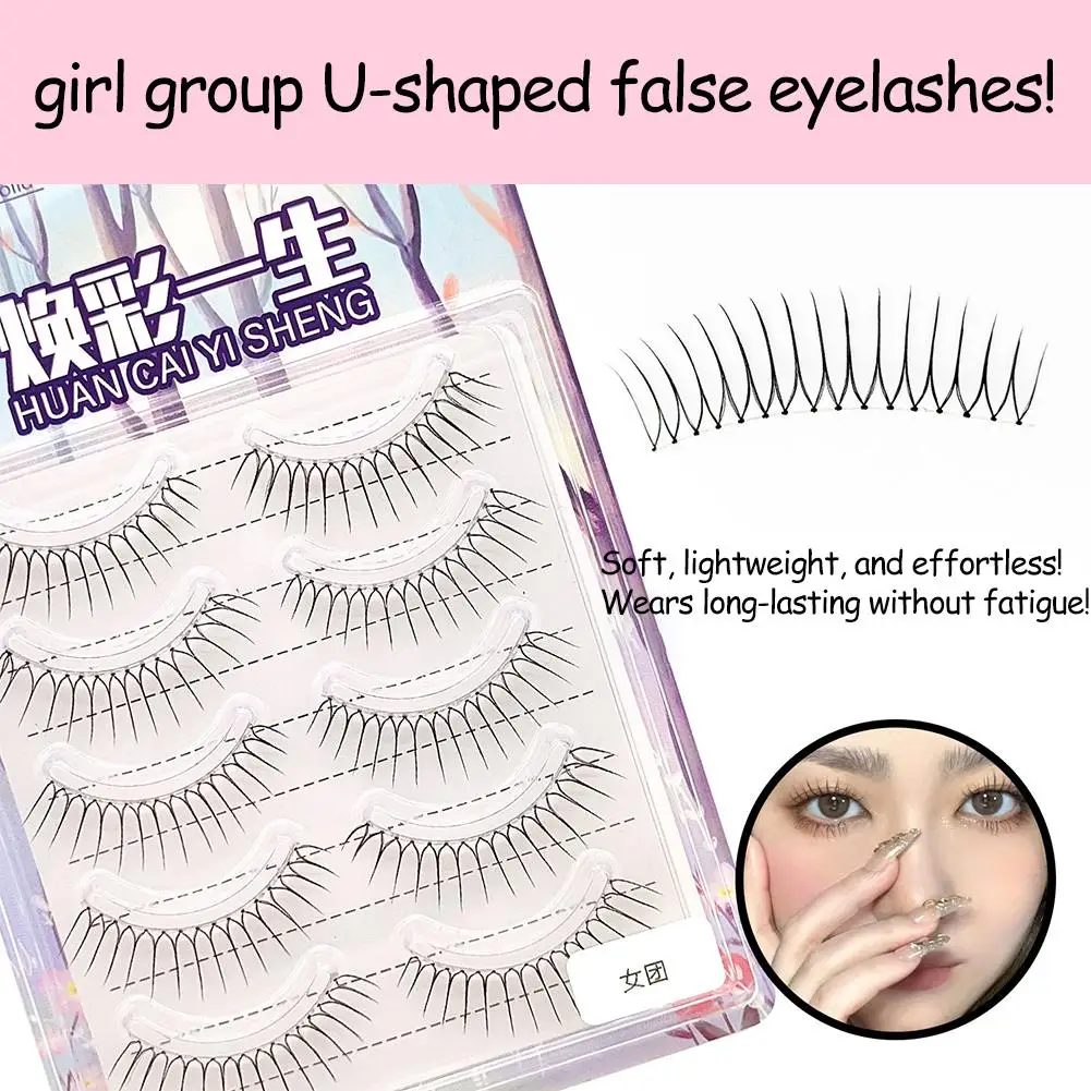 ขนตาปลอมธรรมชาติ 5 คู่ รูปทรงตัวยู แบบมังงะ ขนตาปลอมแบบเส้น สำหรับต่อขนตา ขนตาปลอมแบบบางเบา สไตล์การ์ตูน สำหรับสาวๆ แต่งหน้าด้วยตัวเอง
