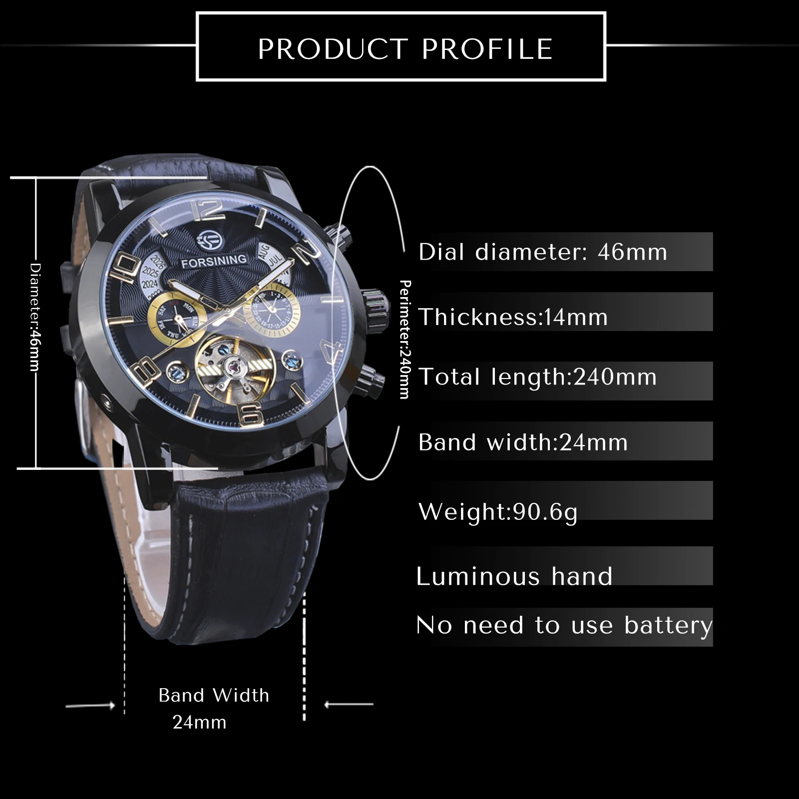 Forsining Retro Tourbillon Skeleton Automatic Mechanical Watch for Men Calendar Window Week Display Leather Belt Classic Watches