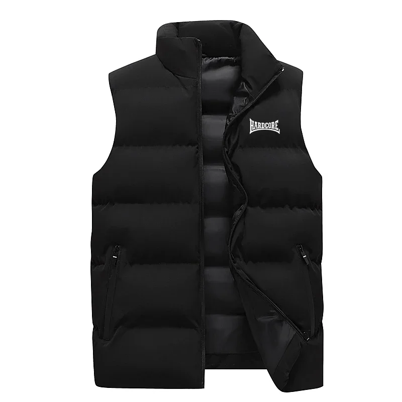 Spring Autumn New Men highquality Fashionable Large size waistcoat Warmth Tank Top Sleeveless Stand up Collar Vest Cotton Jacket