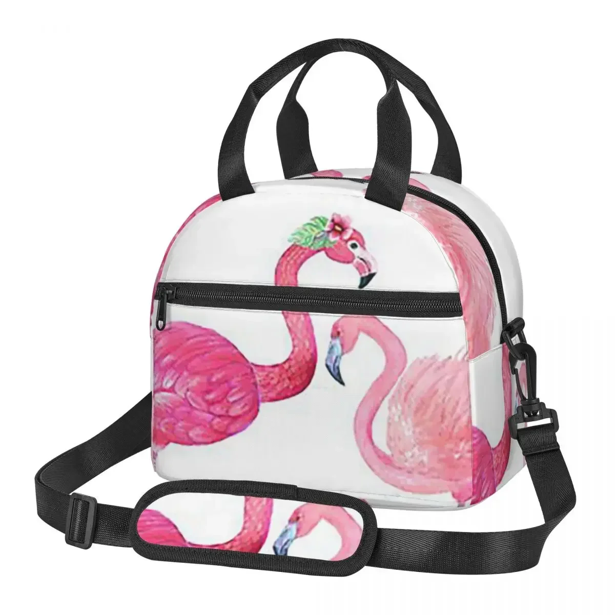 

Flamingo Bird Flowers Lunch Bags Insulated Bento Box Leakproof Lunch Tote Picnic Bags Cooler Bag for Woman Children