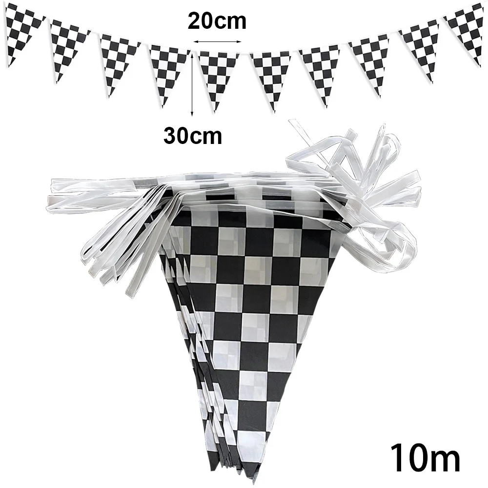 Renn flagge Wimpel Banner für Rennwagen Geburtstag Dekorationen schwarz und weiß karierte Flagge zwei schnelle Thema Party liefert Jungen – Detail 1