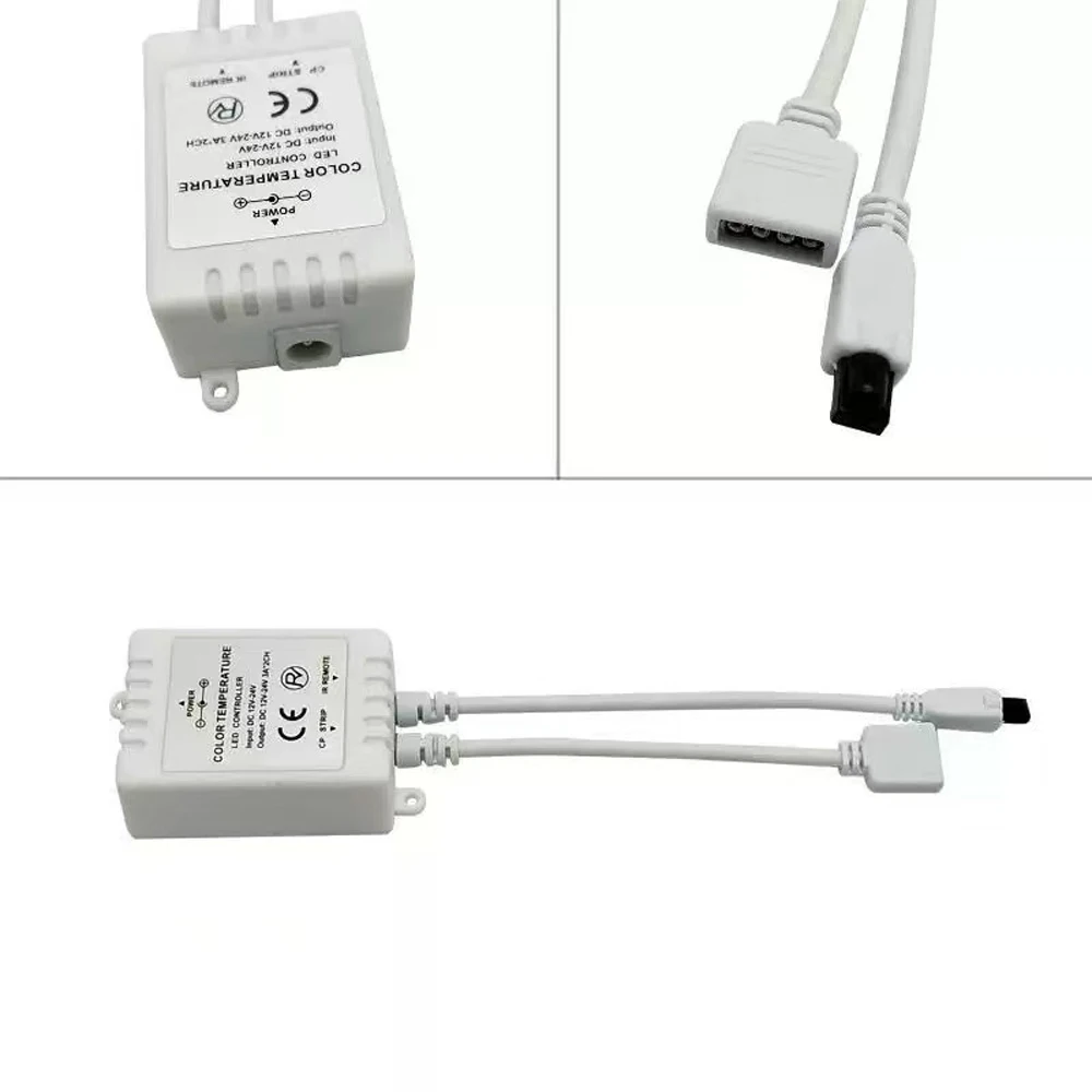 Dual Color LED Strip Controller 24-Key Wireless IR Remote Dimmer for DC 12V 24V BiColor Bar Lamp Module Lighting Fixture Control