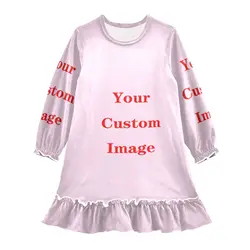 Kids Girls velvet Nightgown Nightdress Girl Sleepwear Nightie spring autumn Custom images Nightwear Children Clothes 3-10Years