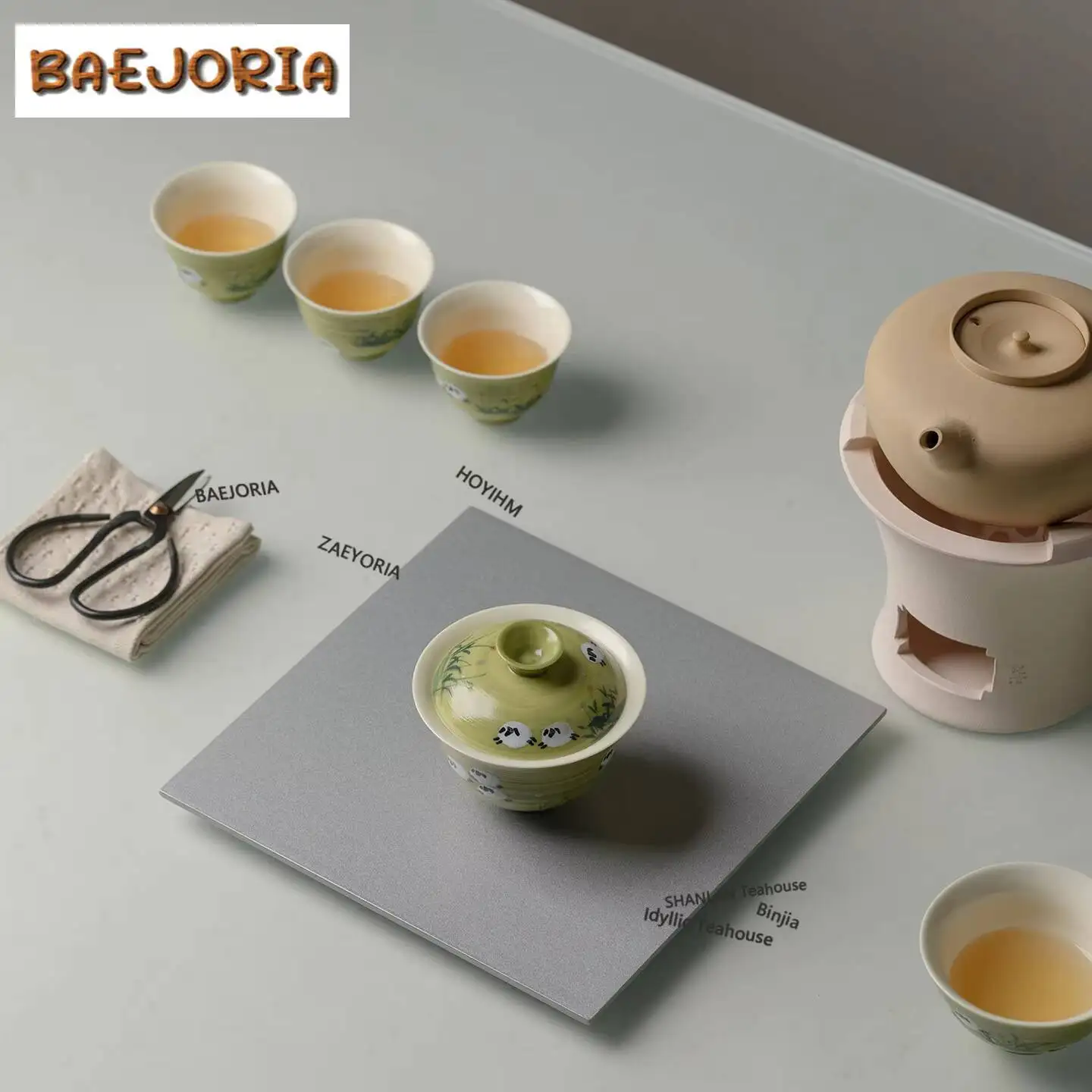 110ml Hand Painted Green Field Sheep Gaiwan Retro Tea Tureen Tea Bowl With Lid Kit Tea Maker Cover Bowl Chinese Tea Set Gifts