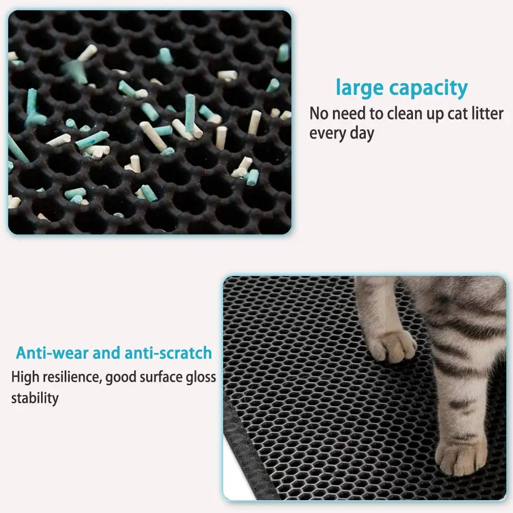 Tapete de areia para gatos com dupla camada Caixa impermeável para animais de estimação Almofada antiderrapante, Cama lavável, Produtos de almofada