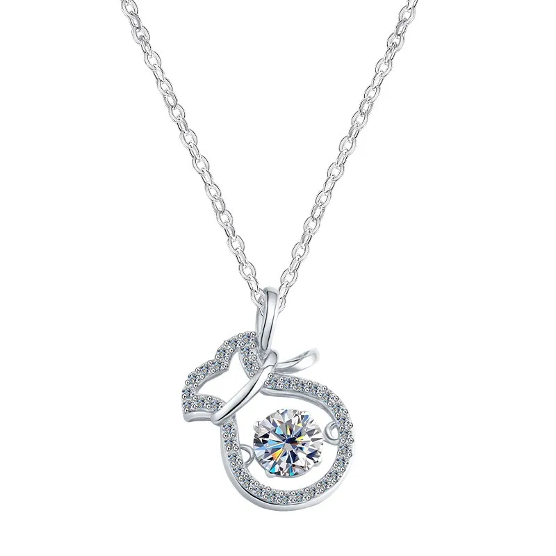 

ZFSILVER модное серебро 925 пробы цвет D белый 0,5 карата муассанит счастливая сумка ожерелье для подвесок женские вечерние ювелирные изделия подарок MS-613B