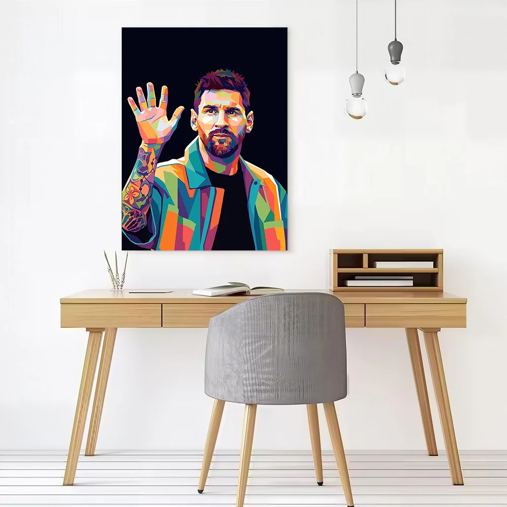 Lionel Messi Pop Art Portrait Printed Canvas Wall Art Customizable Paintings Poster Perfect Gift for Gamer Decoration Home Decor