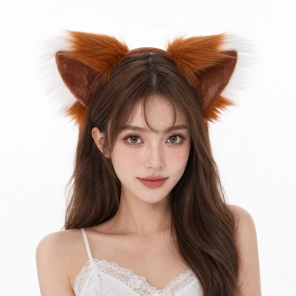 Multicolor Faux Fur Cat Ears Flexible Fluffy Realistic Texture Cosplay Ears Hair Hoop Japanese Style Comfortable Animal Headband