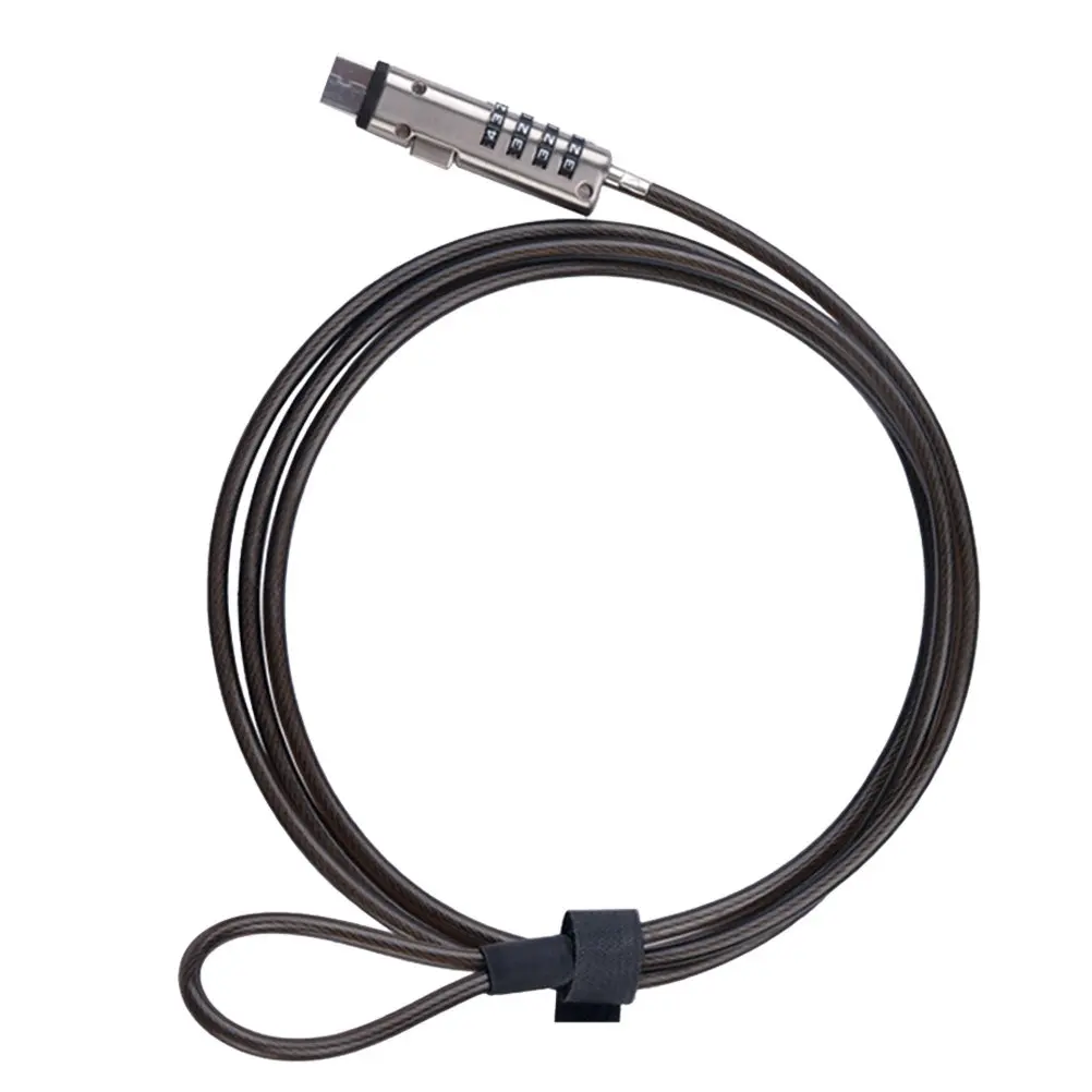 Laptop Numeric Password Lock Portable Computer Anti-Theft Cable Lock 4-Digit Resettable Combination Digital USB Security
