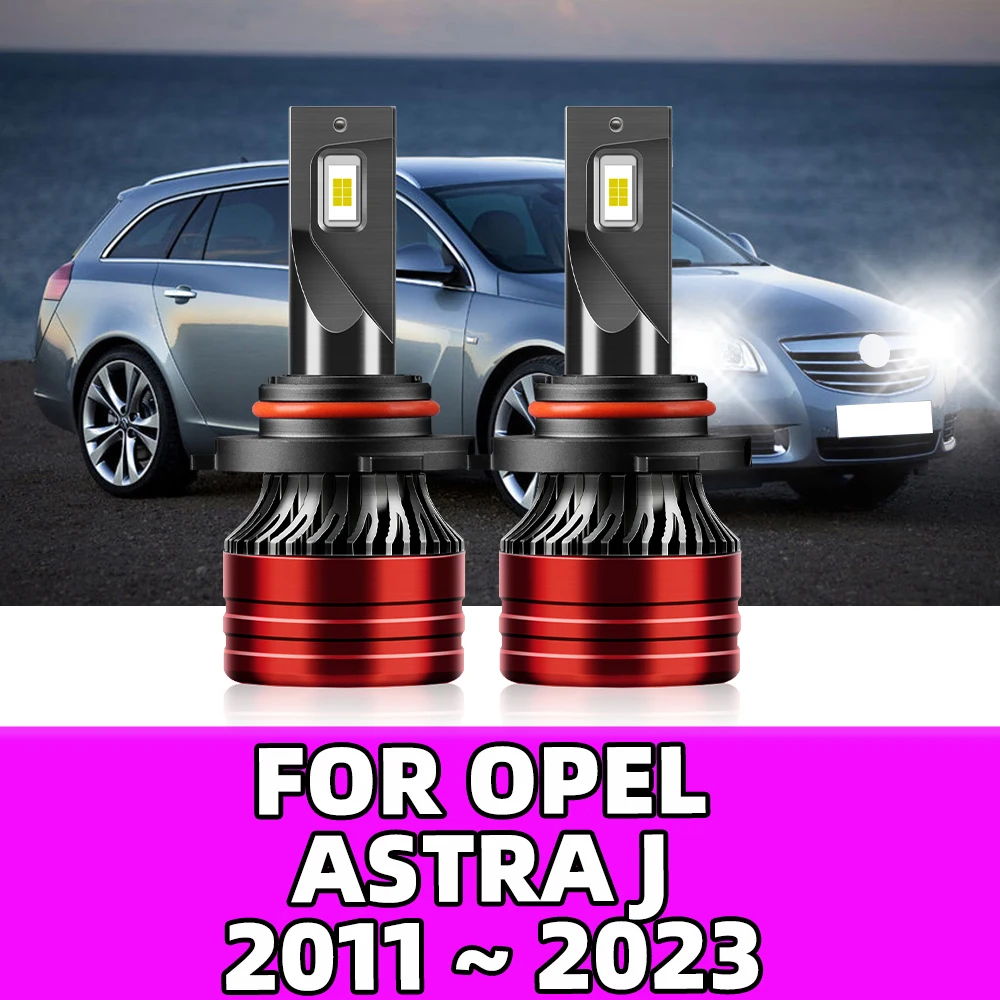 For Opel Astra J 2011 2012 2013 2014 2015 2016 2017 2018-2023 - Led Car Headlights 120W Lamp 9012 HIR2 Bulbs Turbo Fan 6500K 12V