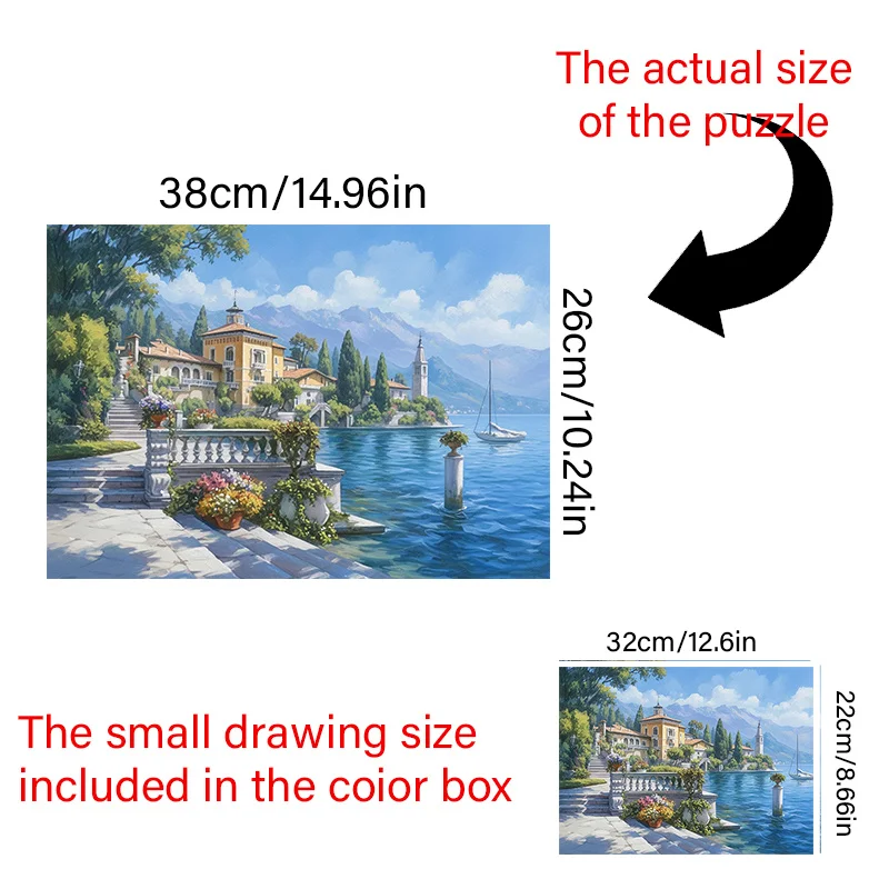 Puzzle dla dorosłych, mini, z motywem jeziora w stylu europejskim - odporne na zarysowania, wysoki poziom trudności, odpowiednie dla...